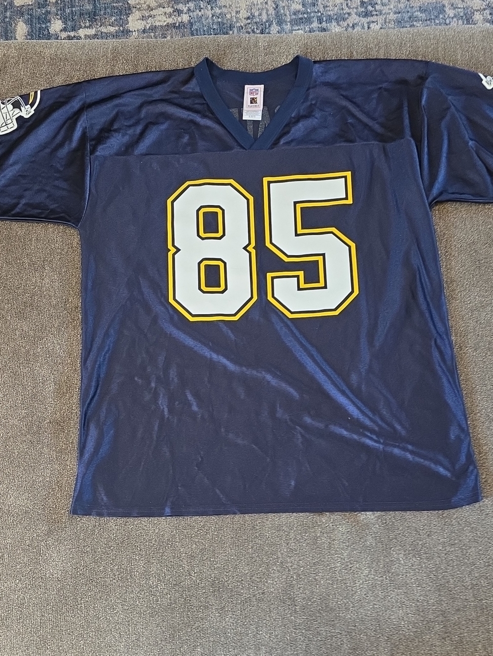 NFL Chargers San Diego LA Navy Jersey with White and Yellow Gates #85